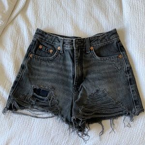 Black distressed shorts